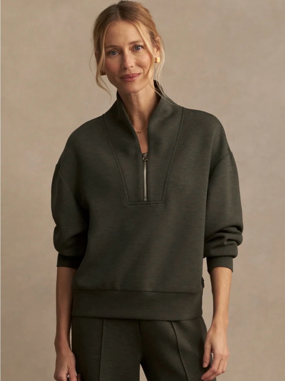 Varley Davidson Sweat Olive Marl Size XS